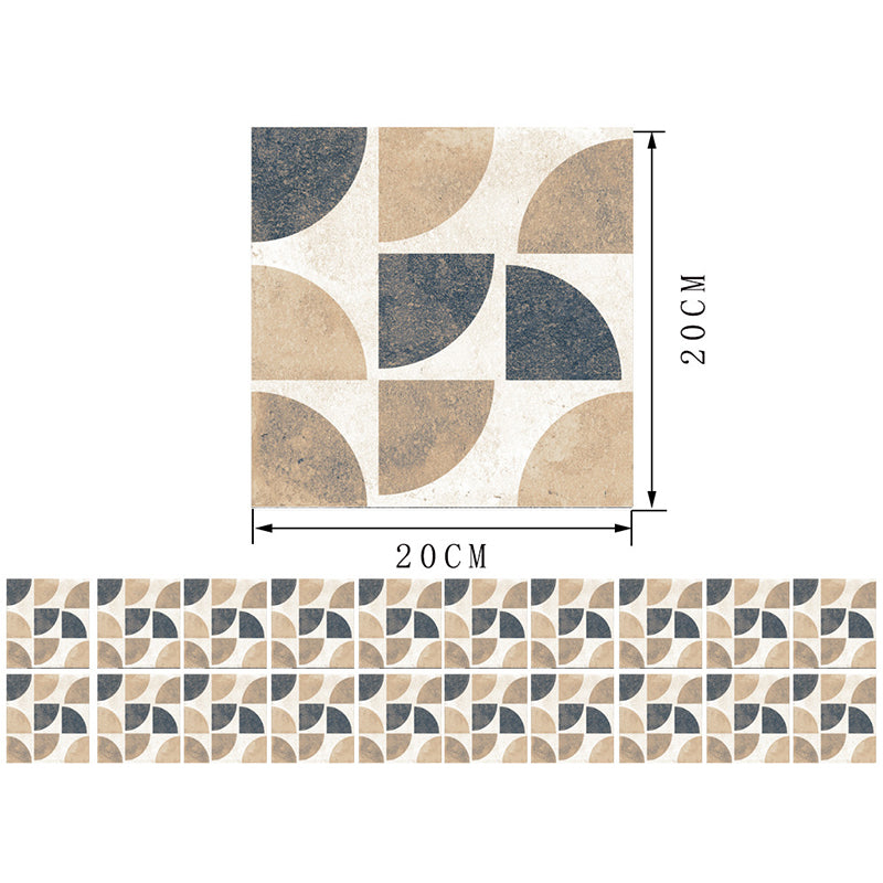 Modern Adhesive Wallpaper Panel Set Brown Quarter Round Marble Wall Decor, 8.6-sq ft (20 Pcs)