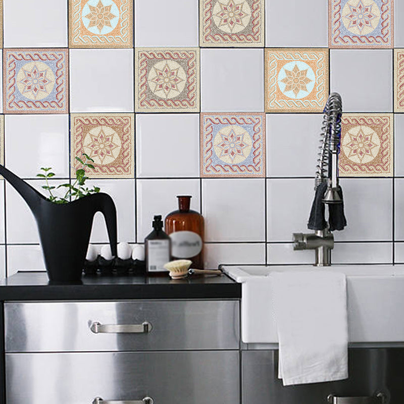 Mandala Peel and Stick Wallpapers 10 Pcs Yellow Vintage Wall Covering for Kitchen