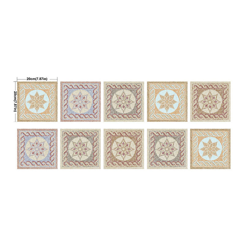 Mandala Peel and Stick Wallpapers 10 Pcs Yellow Vintage Wall Covering for Kitchen