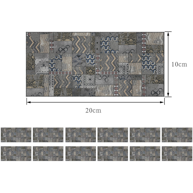 PVC Grey Wallpapers Nostalgic Zigzag Pattern Peel and Stick Wall Decor, 12 Pieces