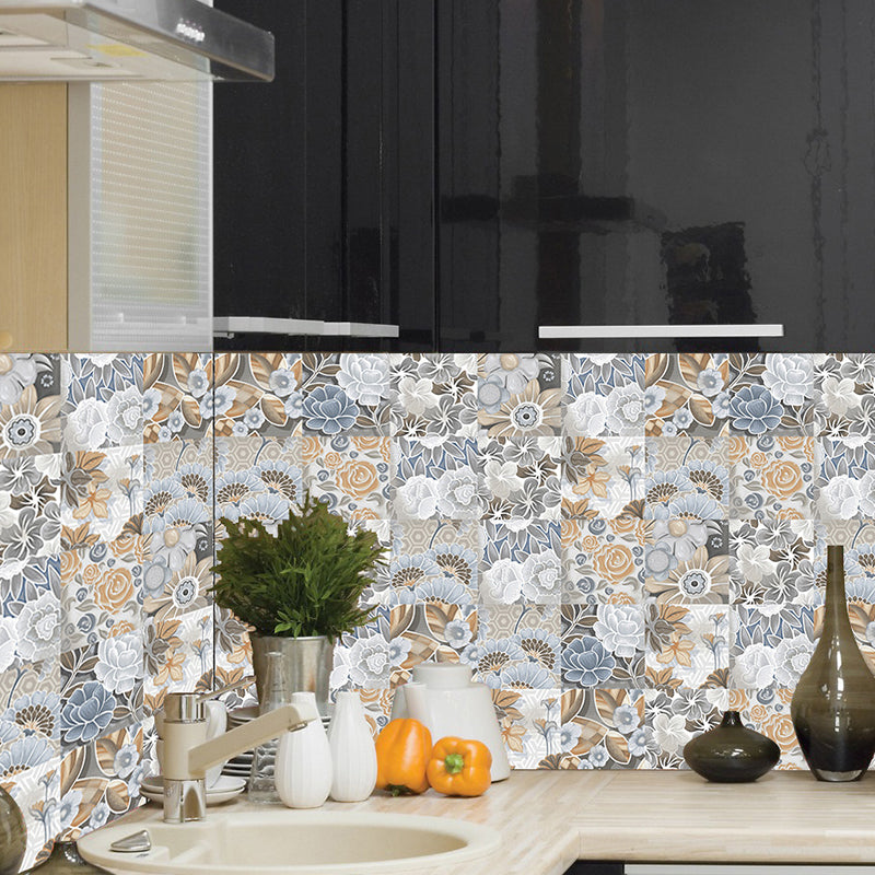 Farmhouse Peony Blossom Wallpapers for Accent Wall 10 Pcs 9.7-sq ft Wall Art in Grey, Self-Adhesive