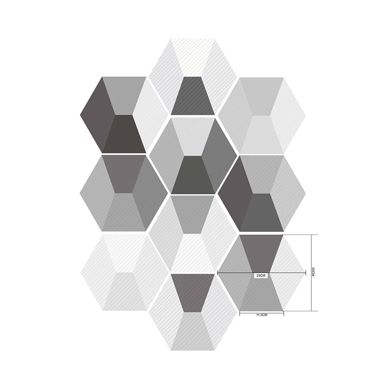 Grey 3D Geometric Wallpaper Panel Set 10 Pcs Self Sticking Wall Covering for Bathroom