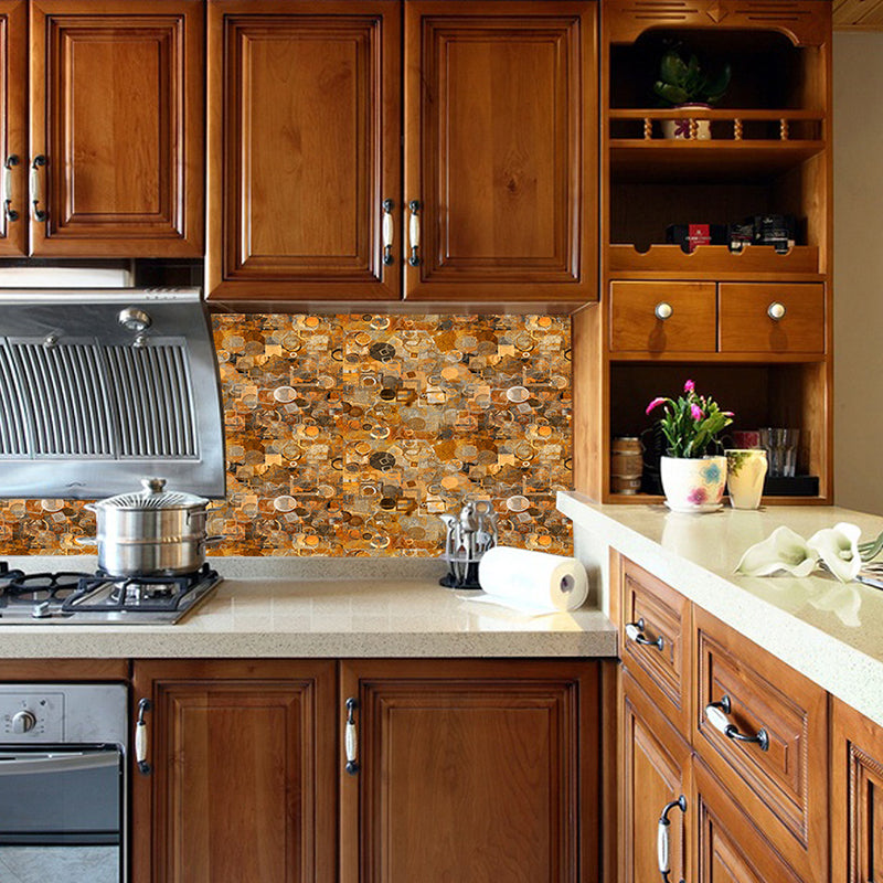 Adhesive Abstract Wallpaper Panels 12 Pieces Modern PVC Wall Art in Dark Brown, 8' L x 4" W