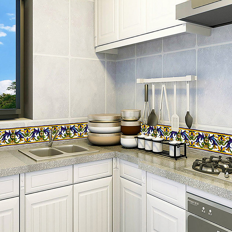 Vintage Scroll Flower Wallpaper Borders Yellow Peel and Paste Wall Art for Home, 2 Pieces