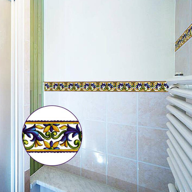 Vintage Scroll Flower Wallpaper Borders Yellow Peel and Paste Wall Art for Home, 2 Pieces