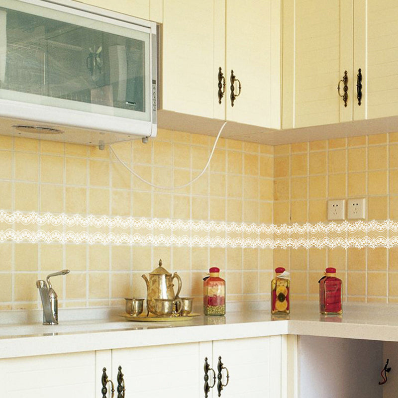 Rural Ivy Pattern Peel Wallpapers 2 Pieces White Lace Trim Wall Decor for Girls Room