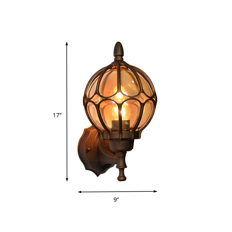 Globe Living Room Wall Lightture Industrial Amber Verre 1 Light Black / Gol