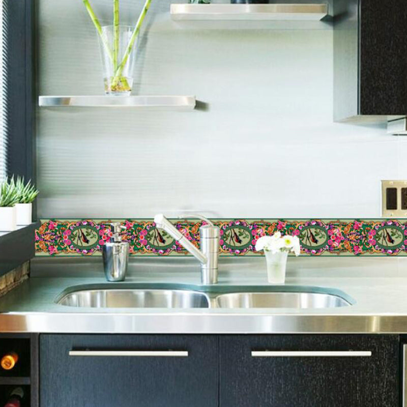 Bird and Peony Print Wallpapers Countryside Stick On Kitchen Wall Covering, 21.5-sq ft (2 Pcs)