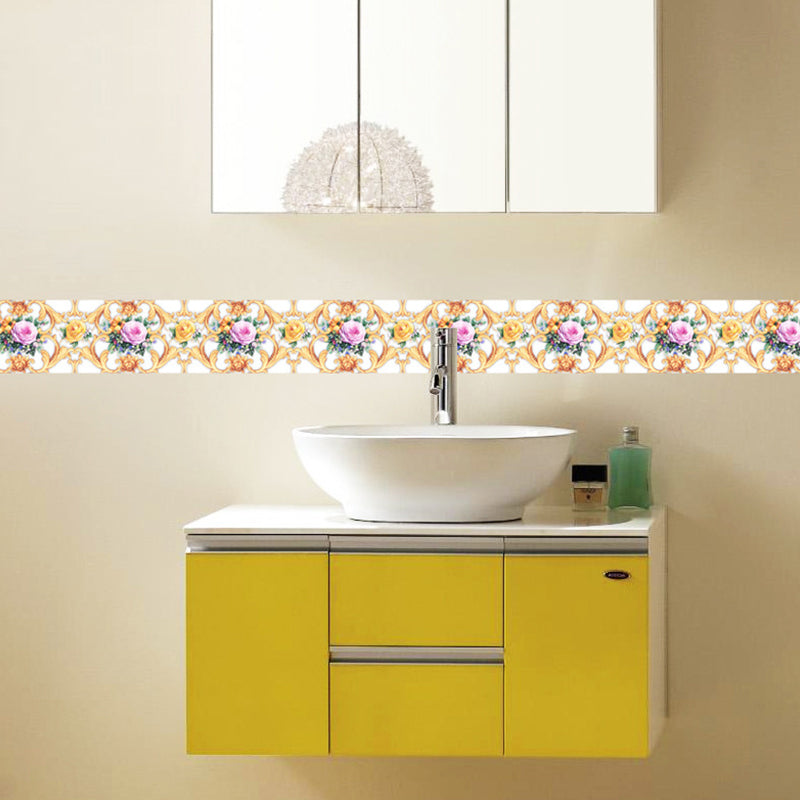 2 Pieces Farmhouse Rose Wallpaper for Kitchen 21.5-sq ft Adhesive Wall Covering in Yellow