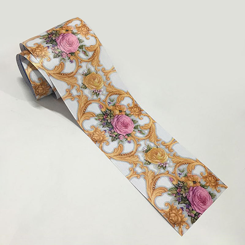 2 Pieces Farmhouse Rose Wallpaper for Kitchen 21.5-sq ft Adhesive Wall Covering in Yellow