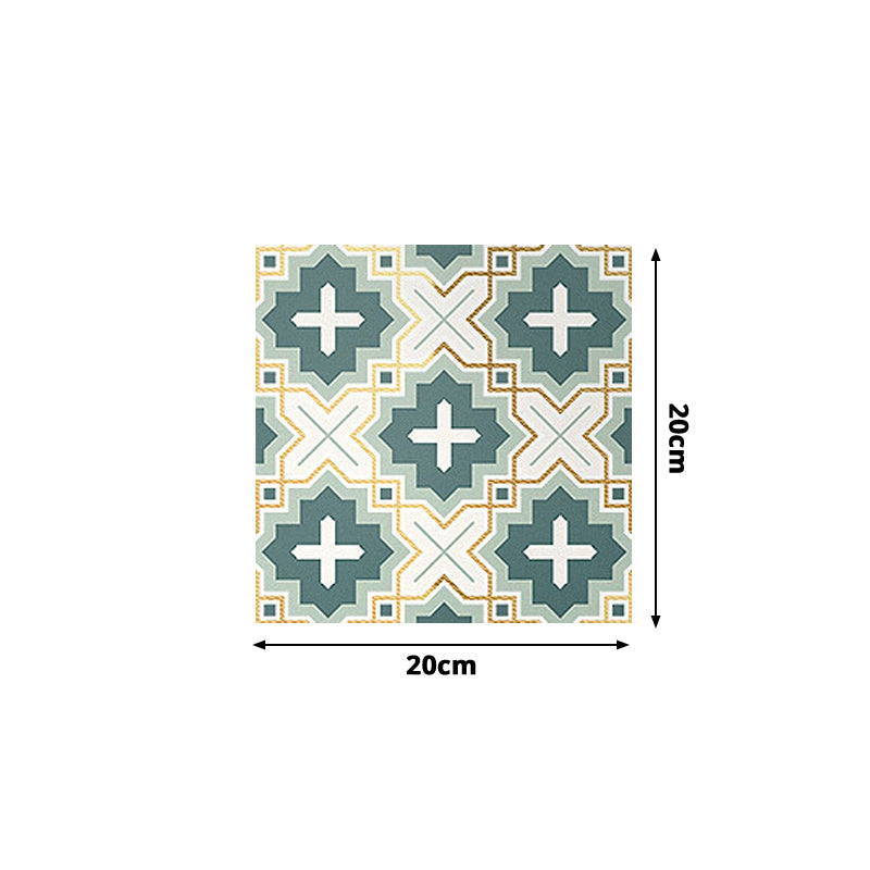 Cross Pattern Wallpaper Panels in Green PVC Wall Covering, Peel and Stick, 8' x 8"