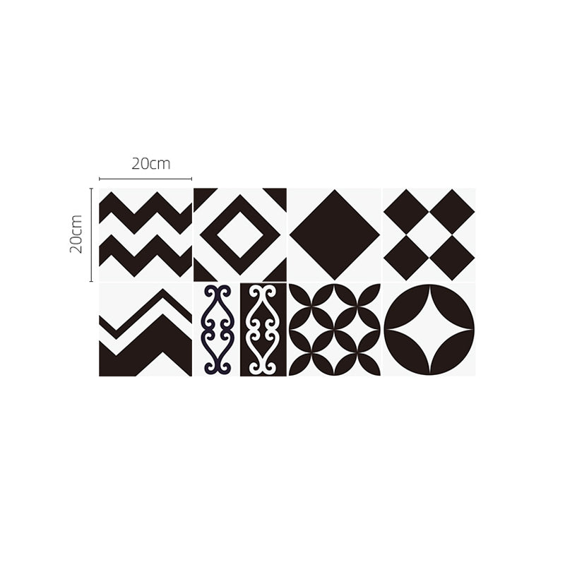 Black Modern Peel Wallpaper Panels 8' L x 8" W Geometry Pattern Wall Art for Kitchen