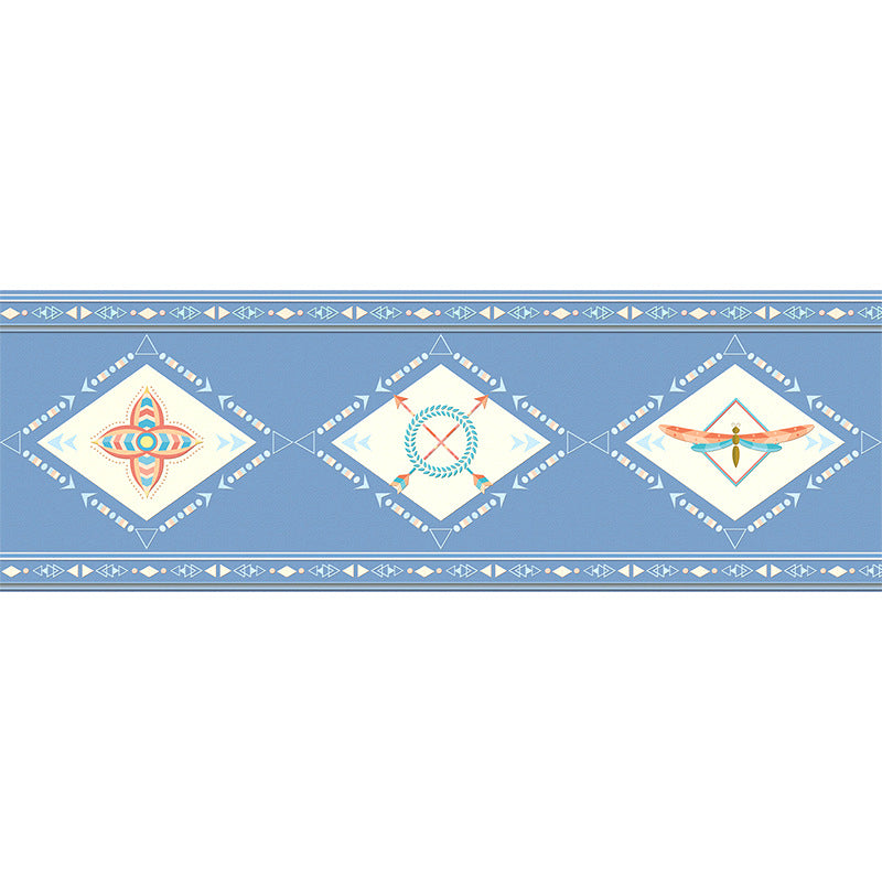 Rhombus Printed Wallpaper Border Bohemian Peel off Kitchen Wall Art, 10' L x 6" W