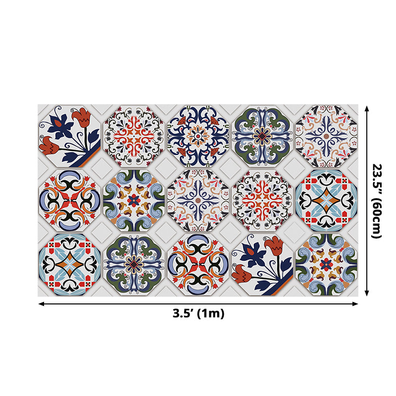 Mandala Tiles Wallpaper Panel Set in Blue PVC Wall Art, Peel and Paste, 3.5' x 8"