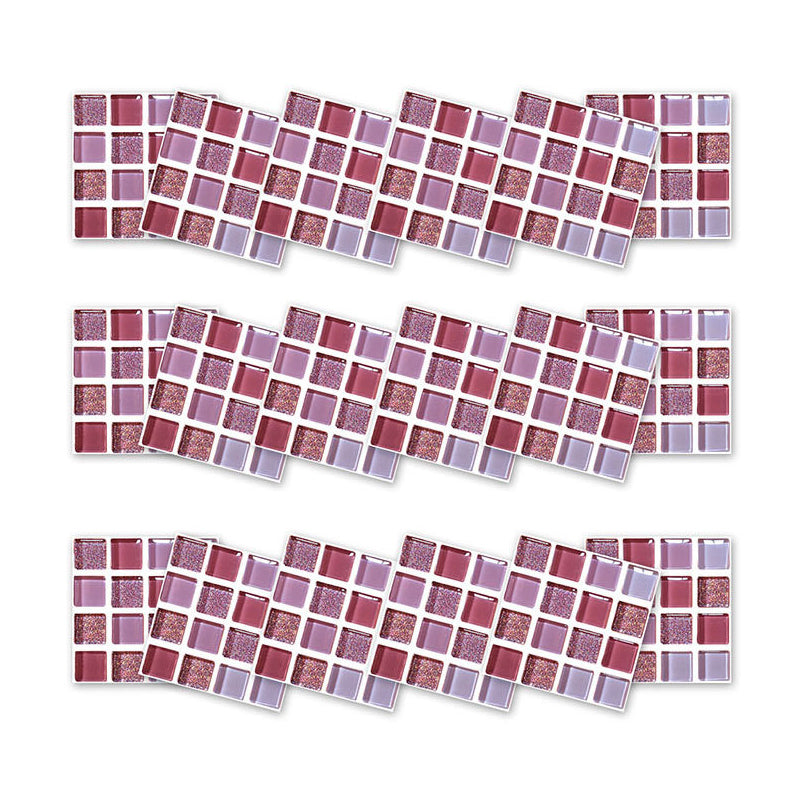 Bohemia Mosaic Tile Peel Wallpapers Purple Bathroom Wall Covering, 5.8-sq ft (54 Pcs)