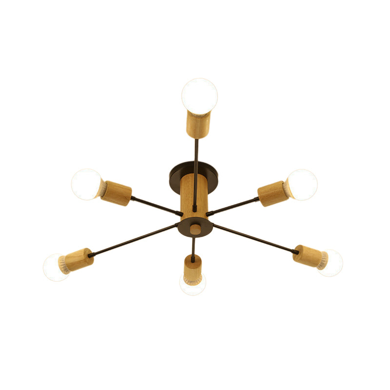 Lámpara de techo semiempotrada Starburst de 6/8/10 luces, lámpara de techo para sala de estar de Metal nórdico blanco/negro