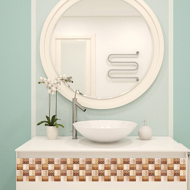 Rustic Mosaic Tile Brick Wallpapers Brown Peel and Paste Wall Art for Living Room