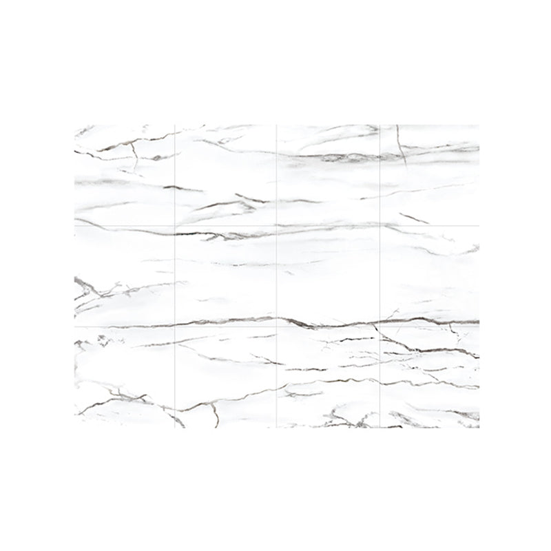 White Marble Wallpaper Panels Self-Adhesive Modern Kitchen Wall Covering, 8' x 8"