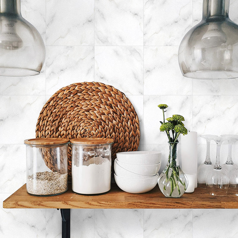 Contemporary Faux Marble Wallpaper Panels PVC Stick On White Wall Decor for Home