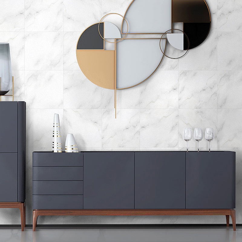 Contemporary Faux Marble Wallpaper Panels PVC Stick On White Wall Decor for Home