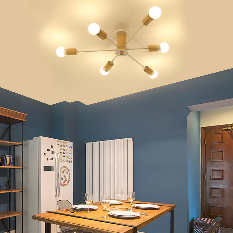 Lámpara de techo semiempotrada Starburst de 6/8/10 luces, lámpara de techo para sala de estar de Metal nórdico blanco/negro