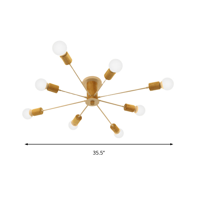 Lámpara de techo semiempotrada Starburst de 6/8/10 luces, lámpara de techo para sala de estar de Metal nórdico blanco/negro