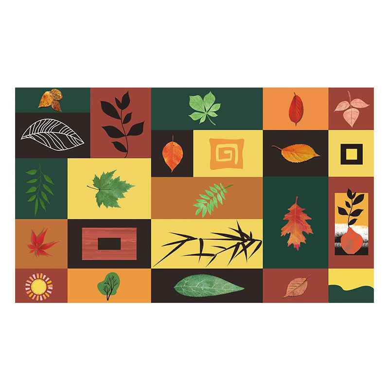 Leaf Print Wallpaper Panels Multicolored PVC Wall Covering, Peel and Paste, 3.5' x 23.5"