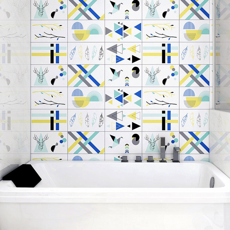 Modern Geometric Shapes Stick Wallpapers Bright Color Kitchen Wall Art, 3.5' L x 23.5" W