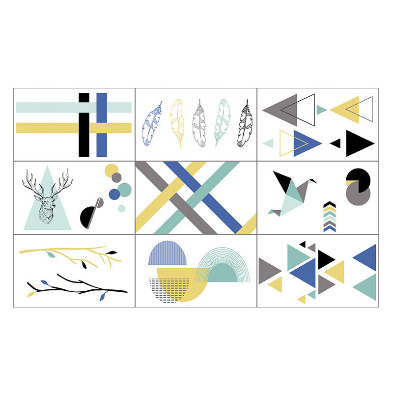 Modern Geometric Shapes Stick Wallpapers Bright Color Kitchen Wall Art, 3.5' L x 23.5" W