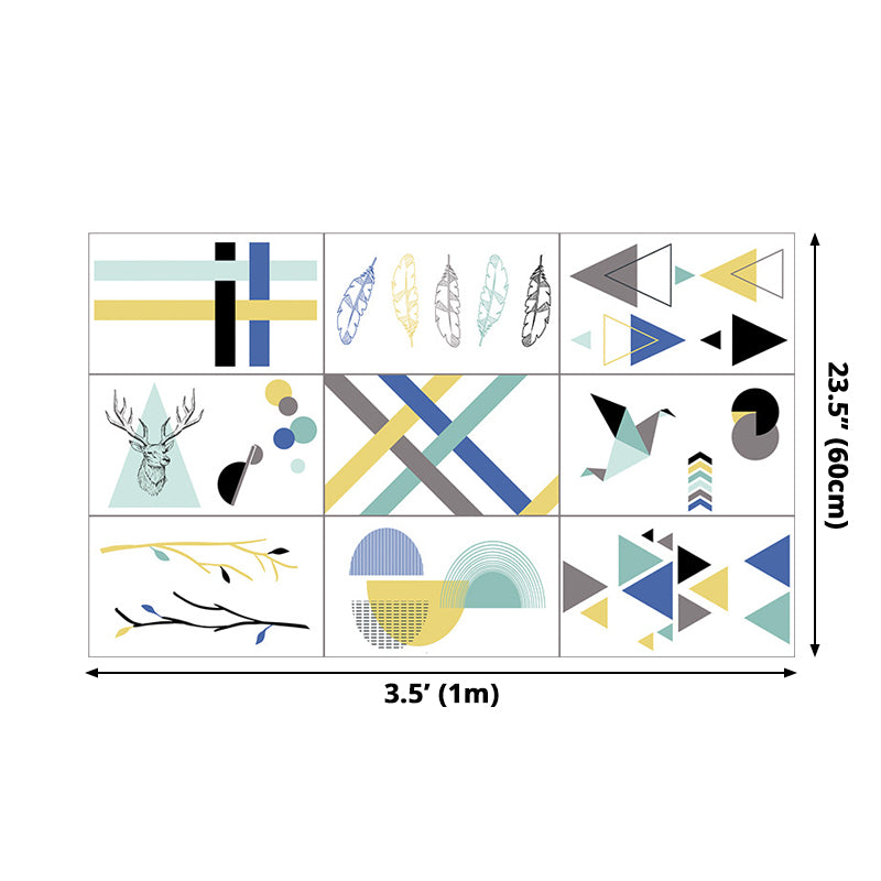 Modern Geometric Shapes Stick Wallpapers Bright Color Kitchen Wall Art, 3.5' L x 23.5" W