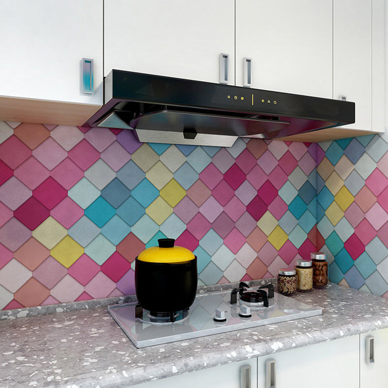 Multicolored Square Brick Wallpapers Mosaic Tile Modern Self Sticking Wall Covering
