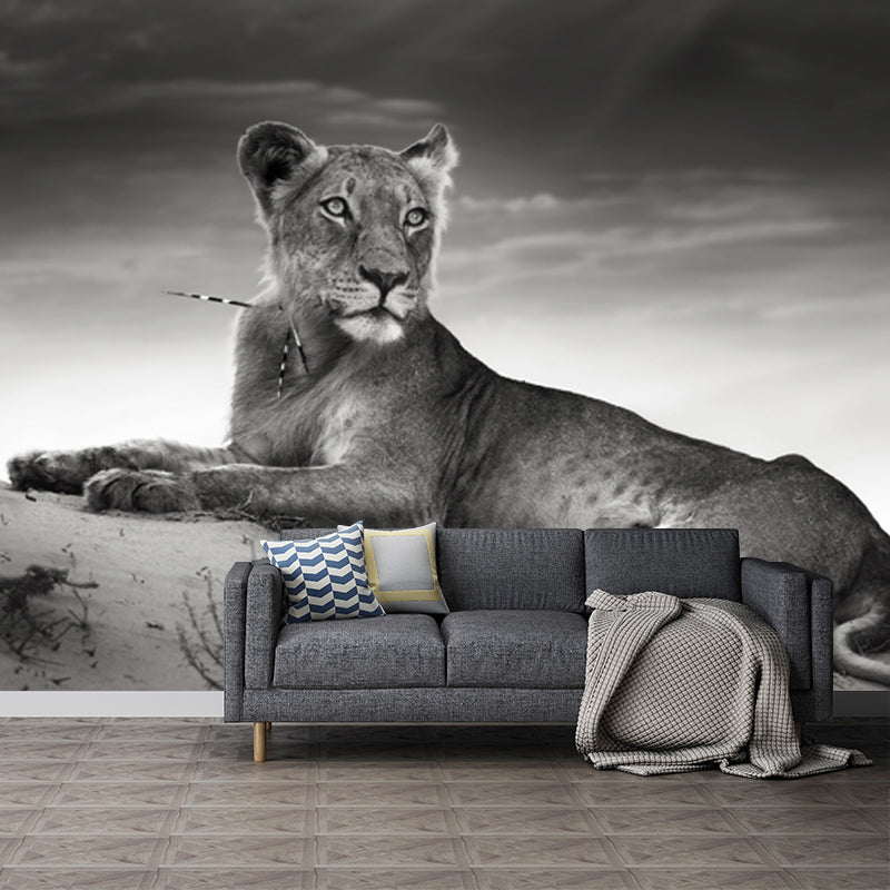 Grey Desert Lion Wallpaper Mural Waterproofing Modernist Bedroom Wall Decoration