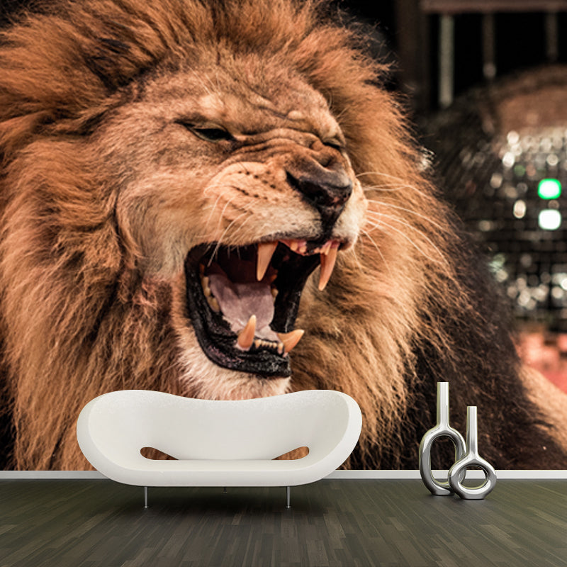 Modern Lion Making Face Mural for Bedroom Customized Wall Decor, Made to Measure