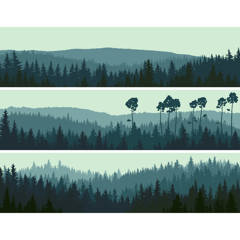 Blackish Green Forest Wall Mural Waterproofing Wall Covering for Accent Wall, Custom Size