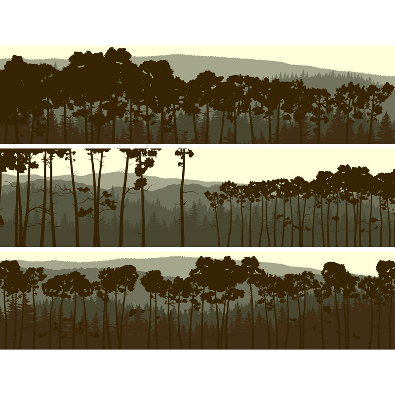 Pewter Forest Wall Mural Landscape Modernist Moisture Resistant Wall Art for Living Room