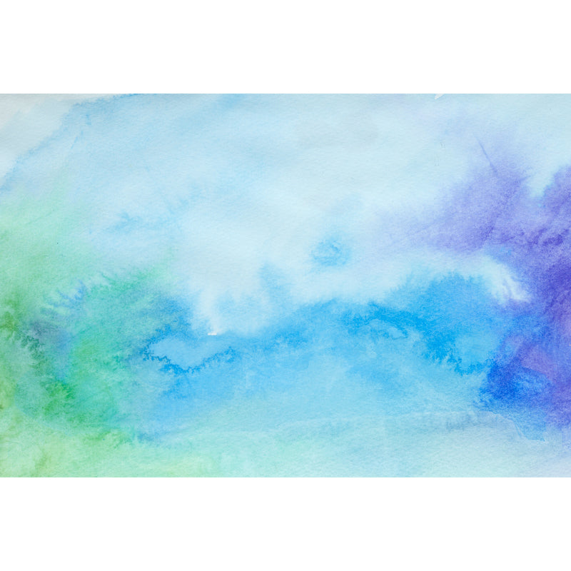 Blue Watercolor Mural Wallpaper Moisture Resistant Modern Bedroom Wall Art, Custom Size