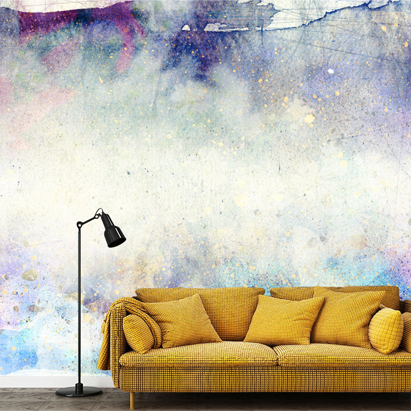 Art Deco Spray Paint Mural Non-Woven Waterproofing Grey Wall Covering for Bedroom