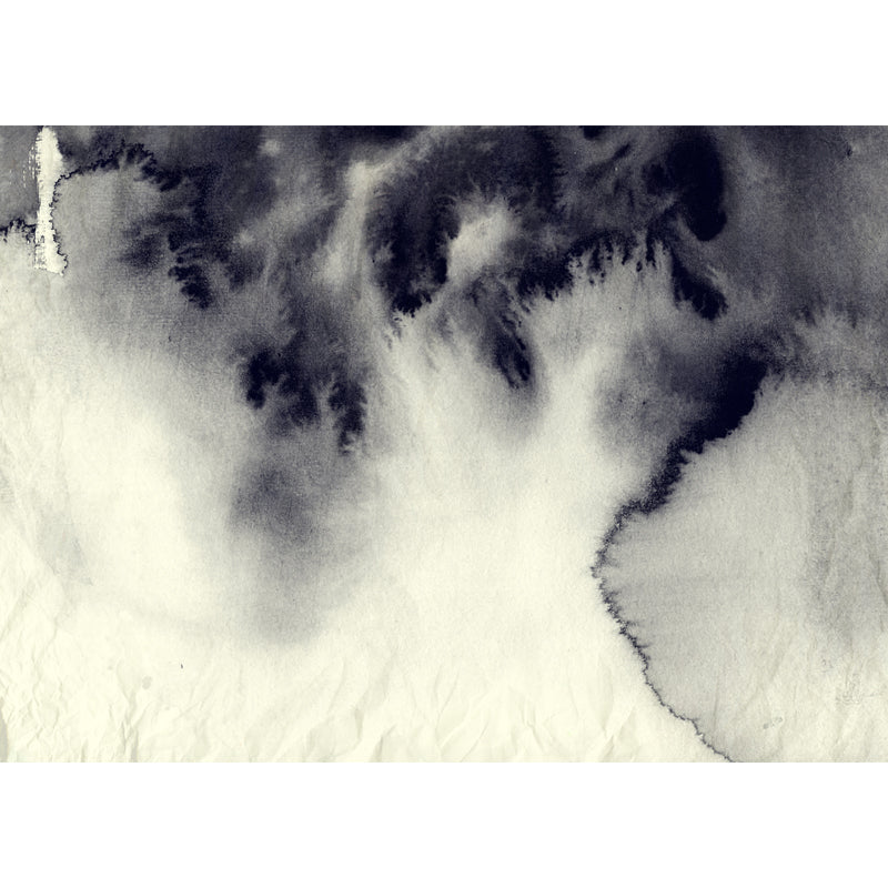 Grey Ink Painting Wall Mural Abstract Artistic Waterproof Wall Covering for Hallway