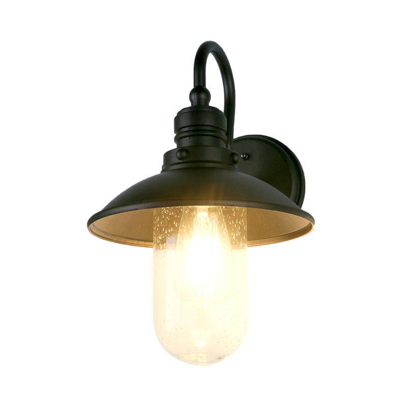 One Lampen Wandleuchten Beleuchtungskegel/ausgestatteter Schatten sprudelt/Opalglas Industrialeingang Leuchte in Schwarz