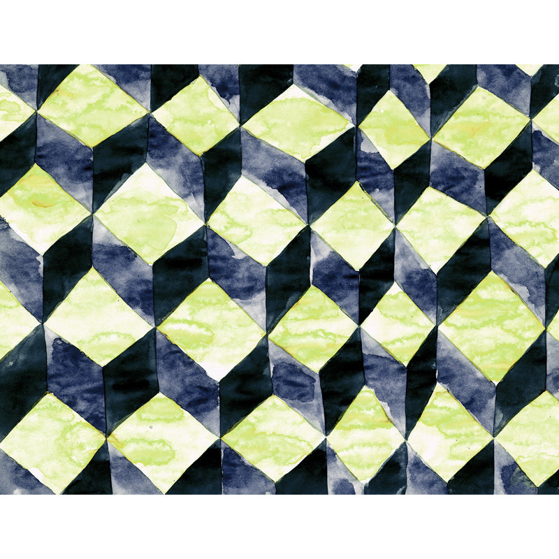 Huge Matrix Cubes Wallpaper Mural Yellow Non-Woven Wall Covering, Washable, Custom Printed