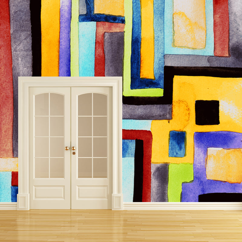 Orange Childrens Art Mural Wallpaper Whole House Floor Plan Wall Art for Bedroom