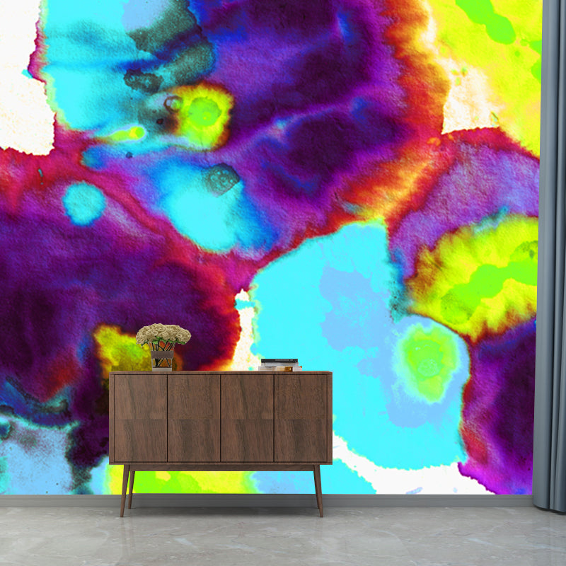 Purple Lotus Leaf Wallpaper Mural Water-Proof Artistry Living Room Wall Decoration