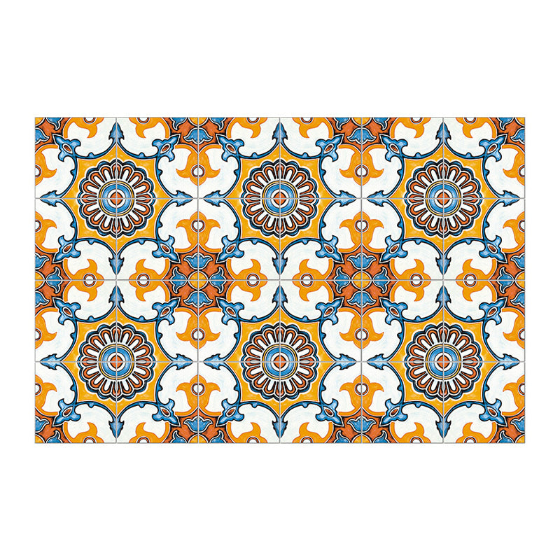 Ethnic Floral Pattern Stick Wallpaper Panels for Kitchen, Bright Color, 3.5' L x 23.5" W