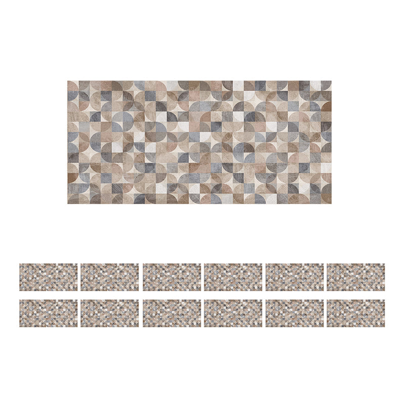 Geometric Semicircles Wallpaper Panels 12 Pieces Brown PVC Wall Decor, Peel off, 2.6-sq ft