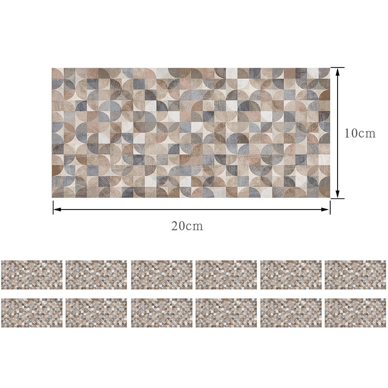 Geometric Semicircles Wallpaper Panels 12 Pieces Brown PVC Wall Decor, Peel off, 2.6-sq ft