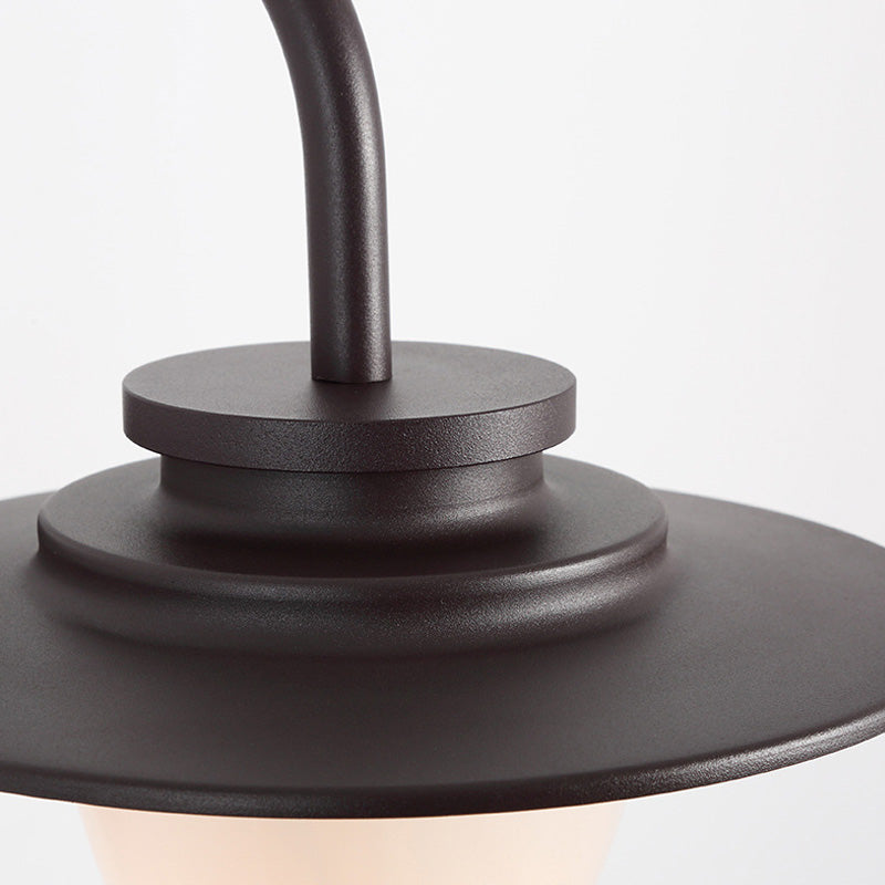 Iluminación de pared de café de vidrio lácteo lámpara de luz industrial de 1 luces con brazo de cuello de cisne de metal