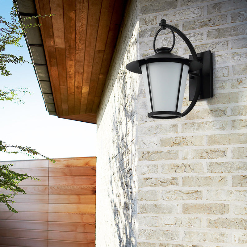 Un bulbo Opal Glass Splight Light Vintage Royal Black Cono/Cilindro Lámpara de pared al aire libre