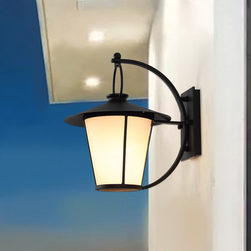 Un bulbo Opal Glass Splight Light Vintage Royal Black Cono/Cilindro Lámpara de pared al aire libre