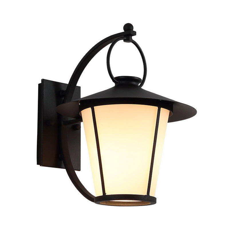 Un bulbo Opal Glass Splight Light Vintage Royal Black Cono/Cilindro Lámpara de pared al aire libre