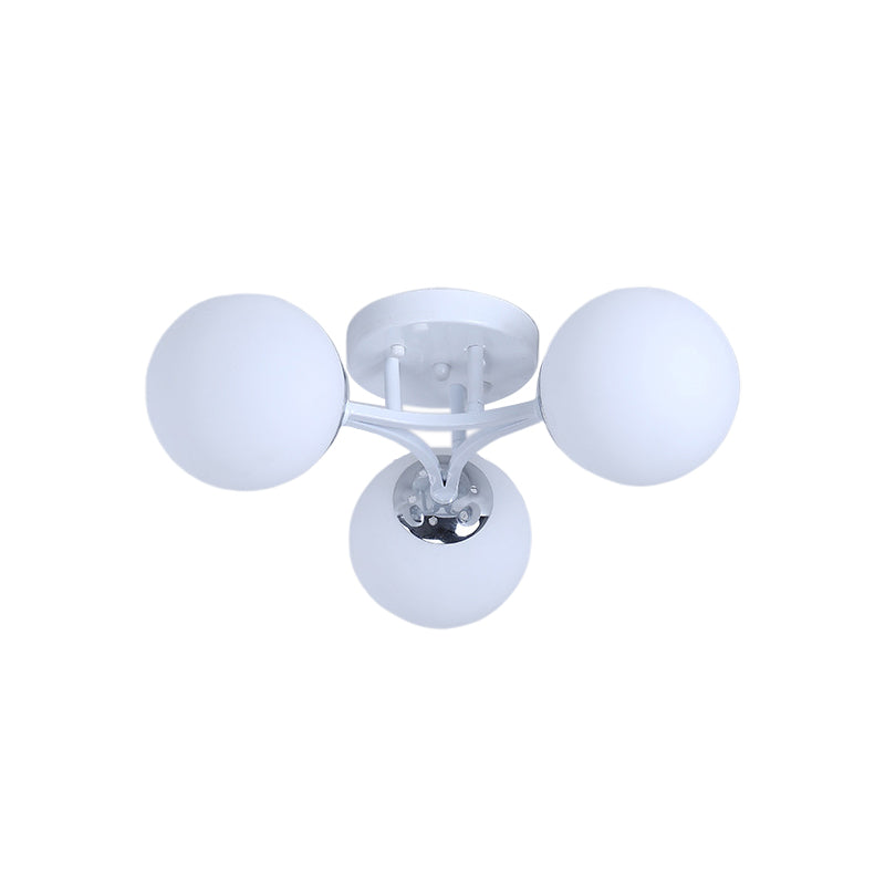 Lámpara de montaje semiempotrado con pantalla de cristal, globo blanco/negro, Metal nórdico, 3/5/9 luces, montaje empotrado de techo para sala de estar
